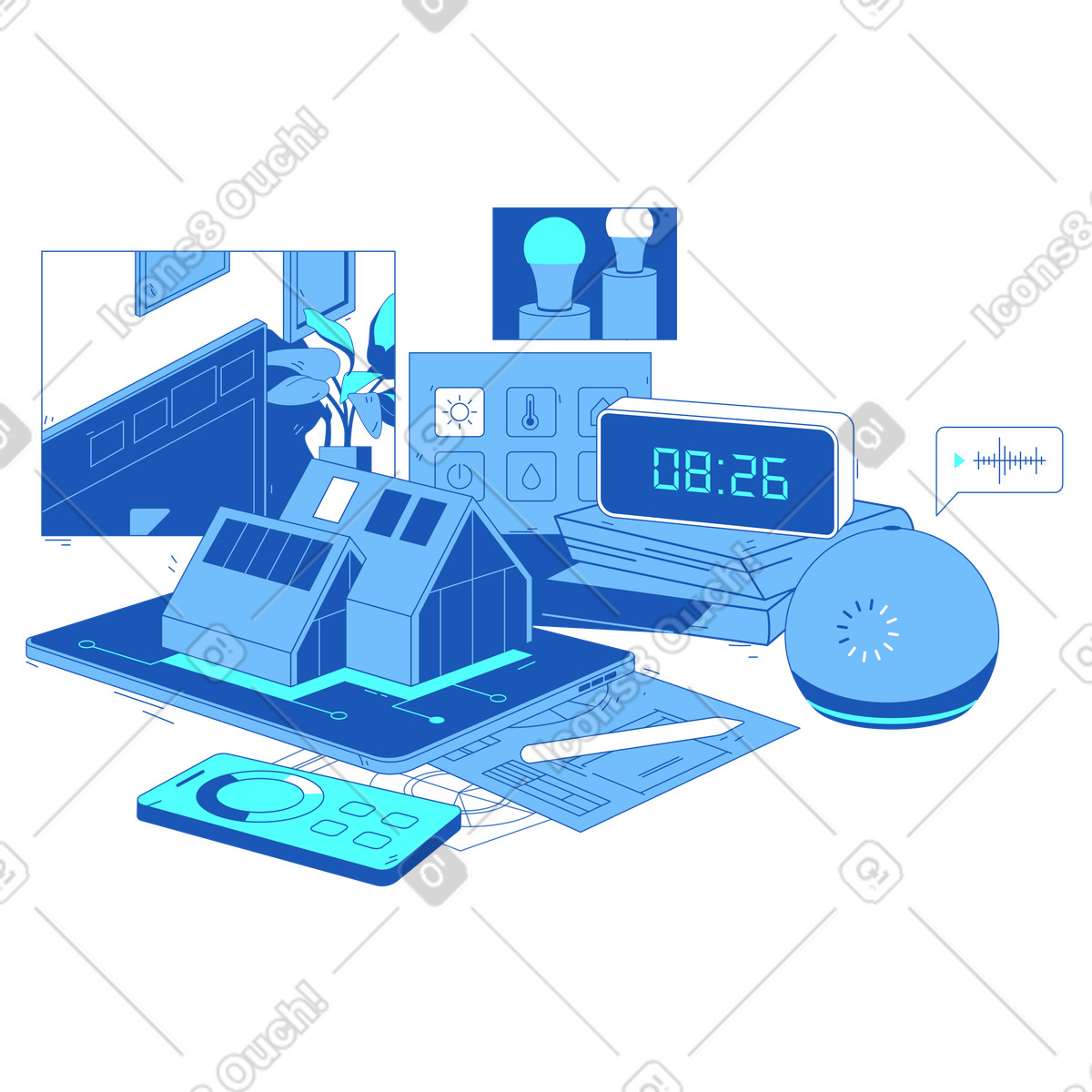 Internet delle cose con dispositivi intelligenti illustrazione animata in stile Storyline scaricabile in GIF, Lottie (JSON), AE