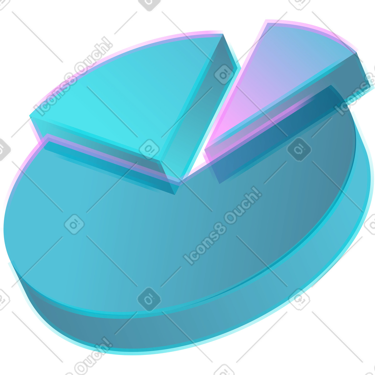 Kuchendiagramm-Illustration im Neon-Stil als Download in PNG, SVG