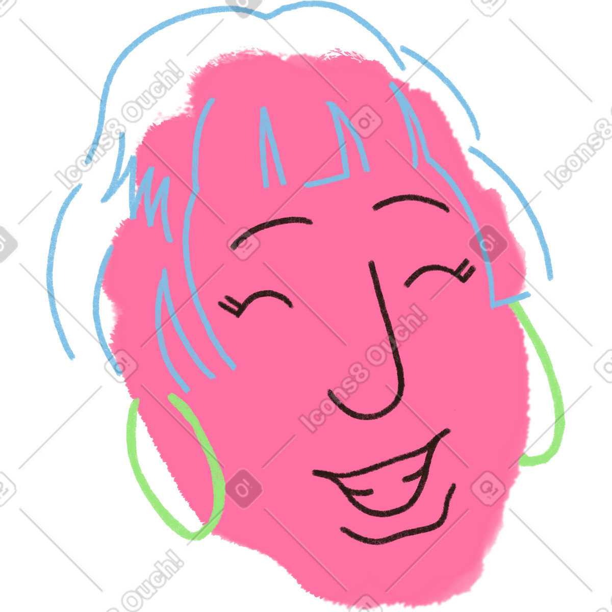 下载 Blobby 风格的 Laughing woman 插画，支持 PNG、SVG 格式