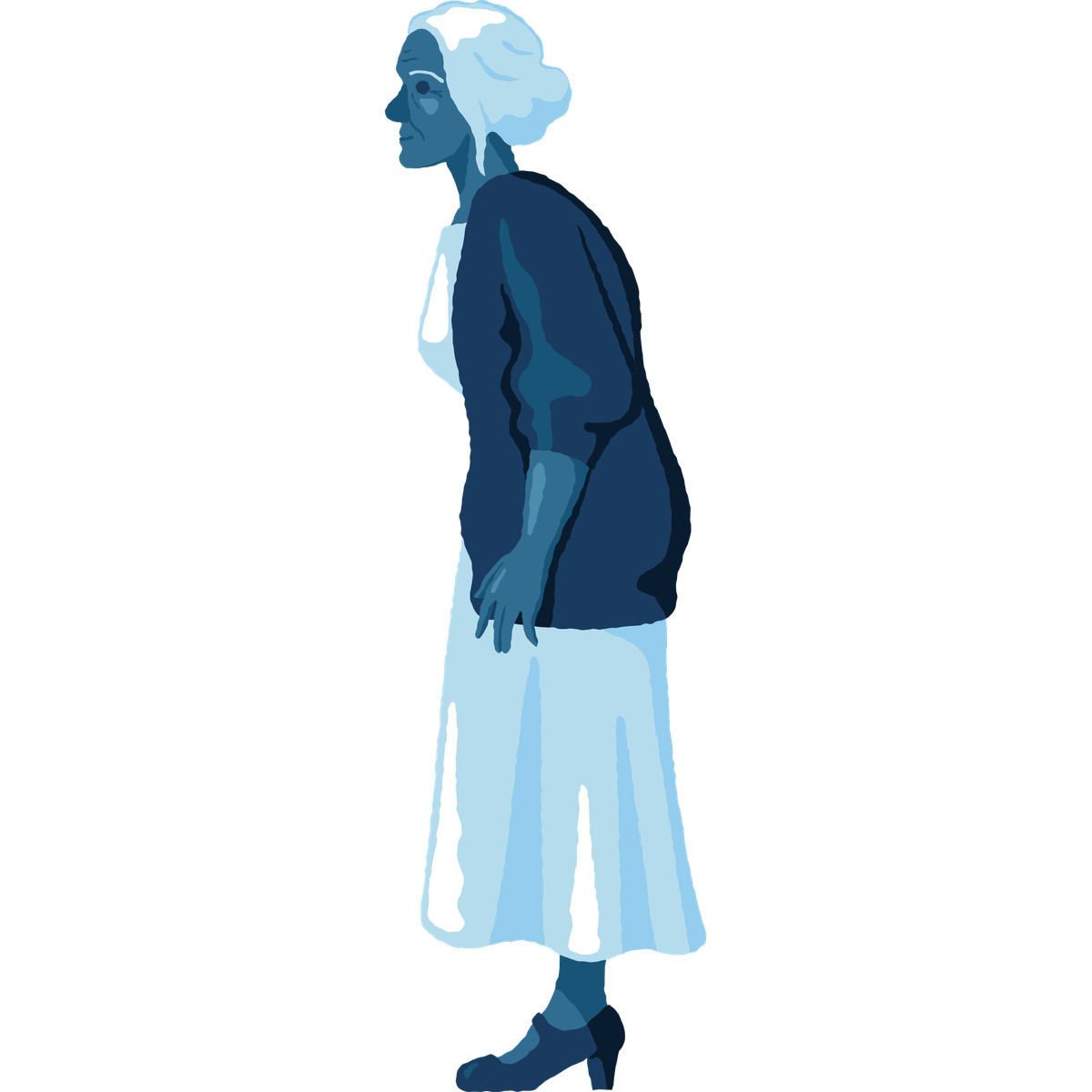 Ilustración Old woman standing side view en estilo Cherry a descargar en PNG y SVG
