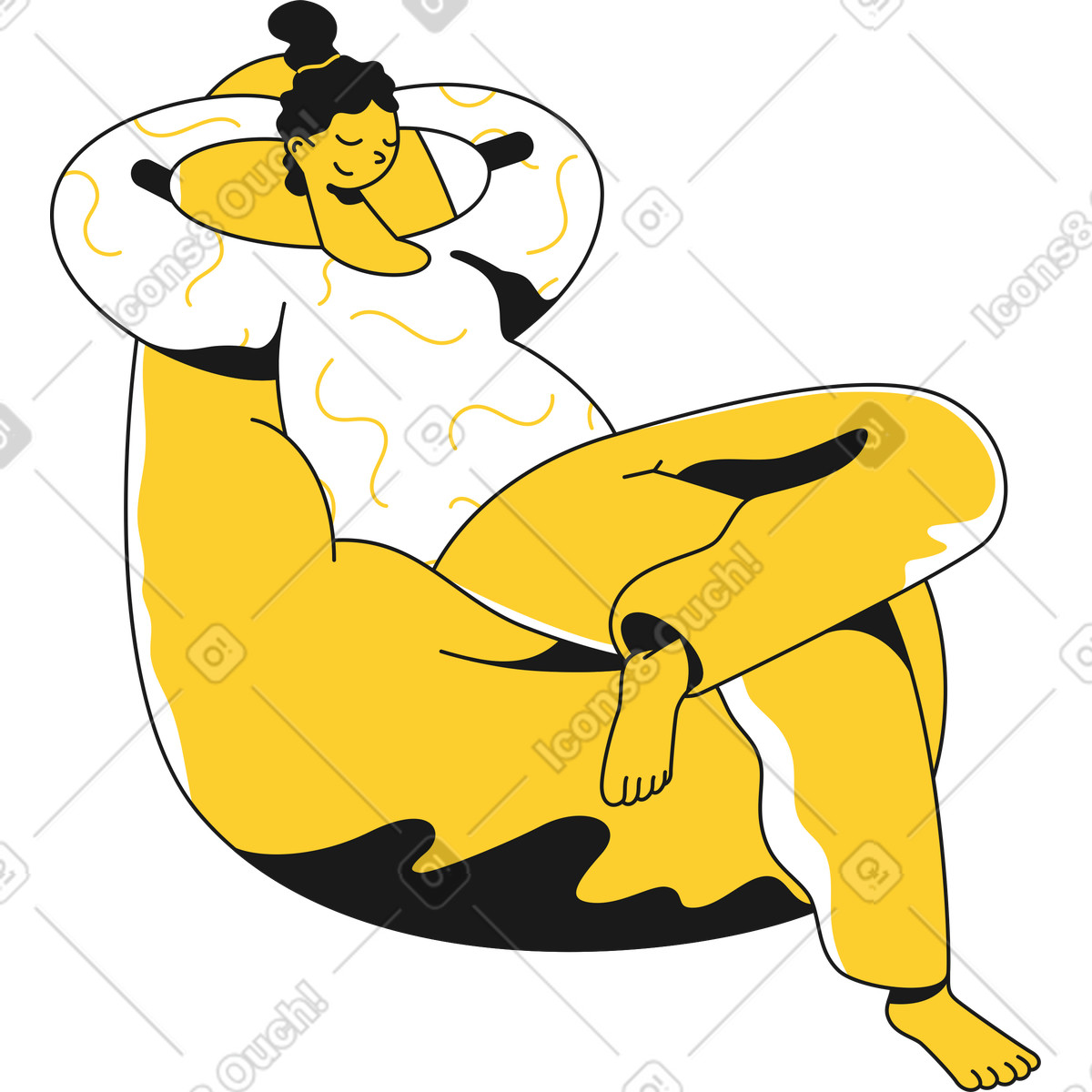 Ragazza che si distende sulla sedia a sbuffo illustrazione in stile Taxi scarica in PNG, SVG