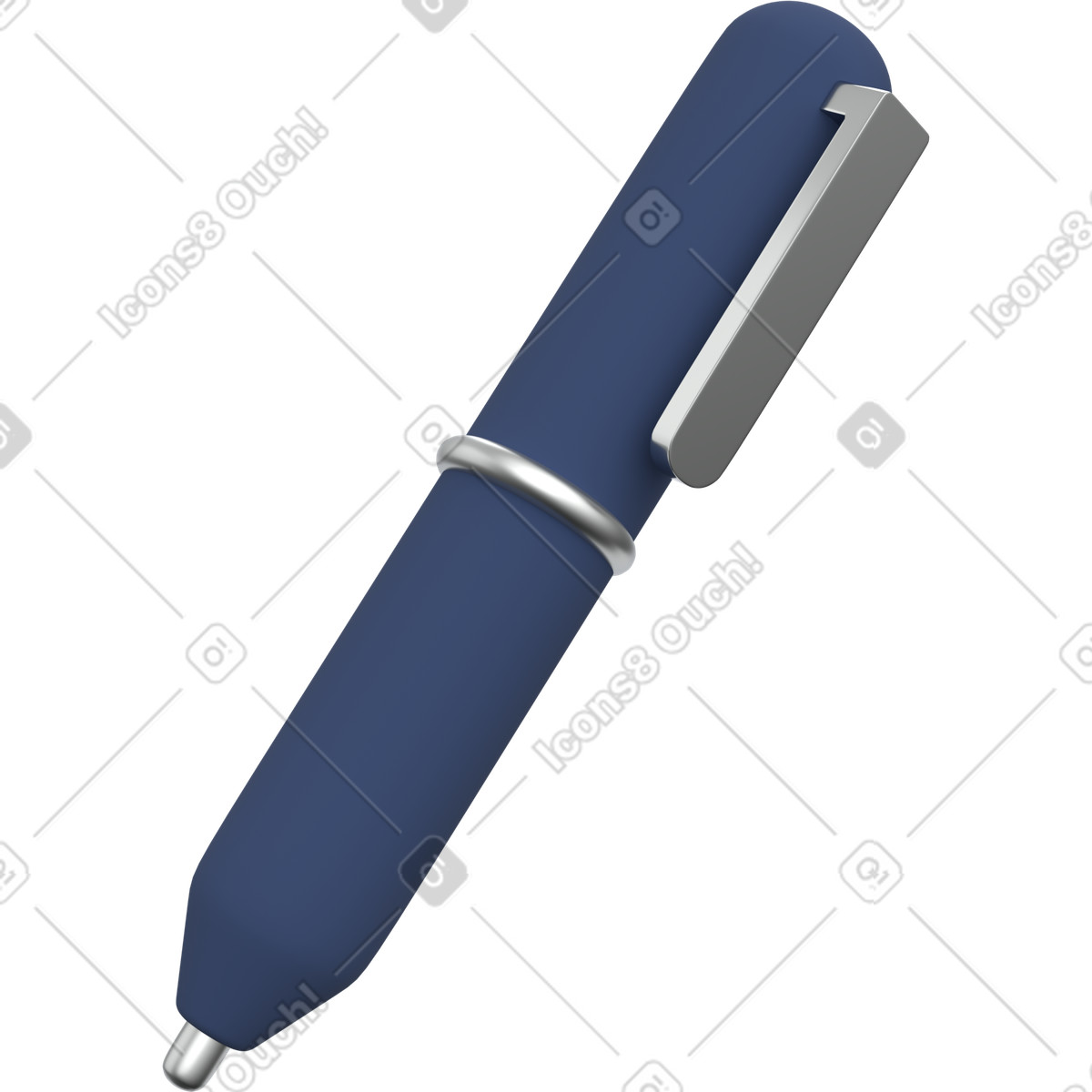 Blue writing instrument, business pen for signing illustration in 3D Grid style download in PNG, SVG
