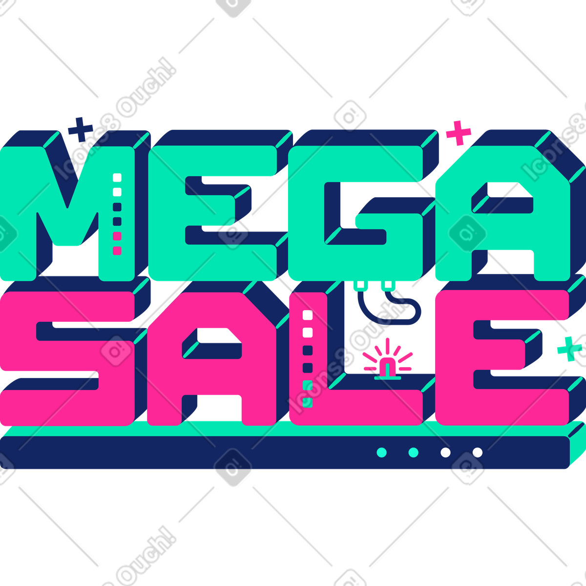 Mega sale illustration in Cyborg style download in PNG, SVG
