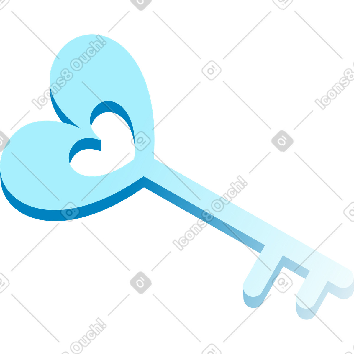 Schlüssel mit herz-Illustration im Icy-Stil als Download in PNG, SVG