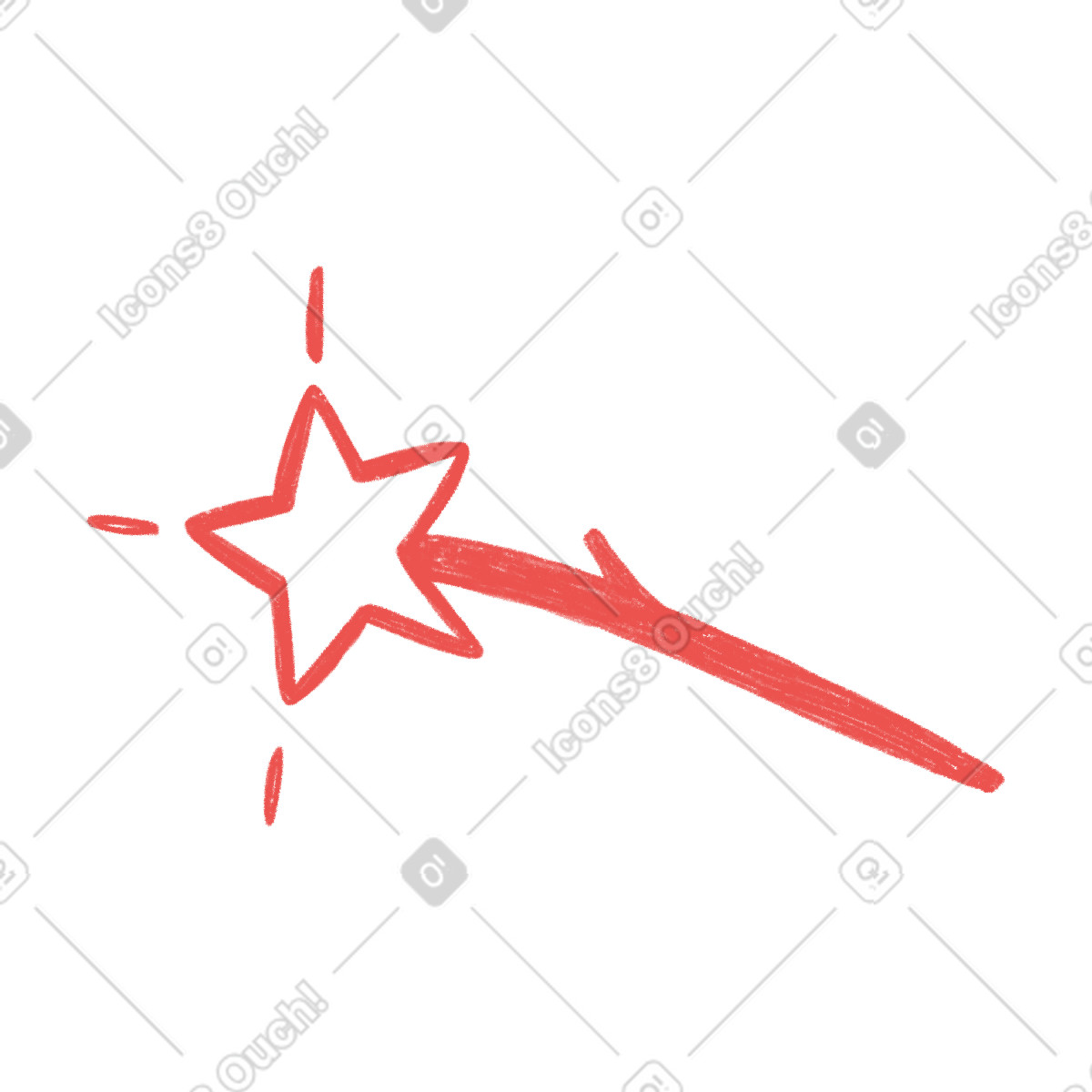Ilustração de Red magic wand with a star em no estilo Biro para baixar em PNG, SVG