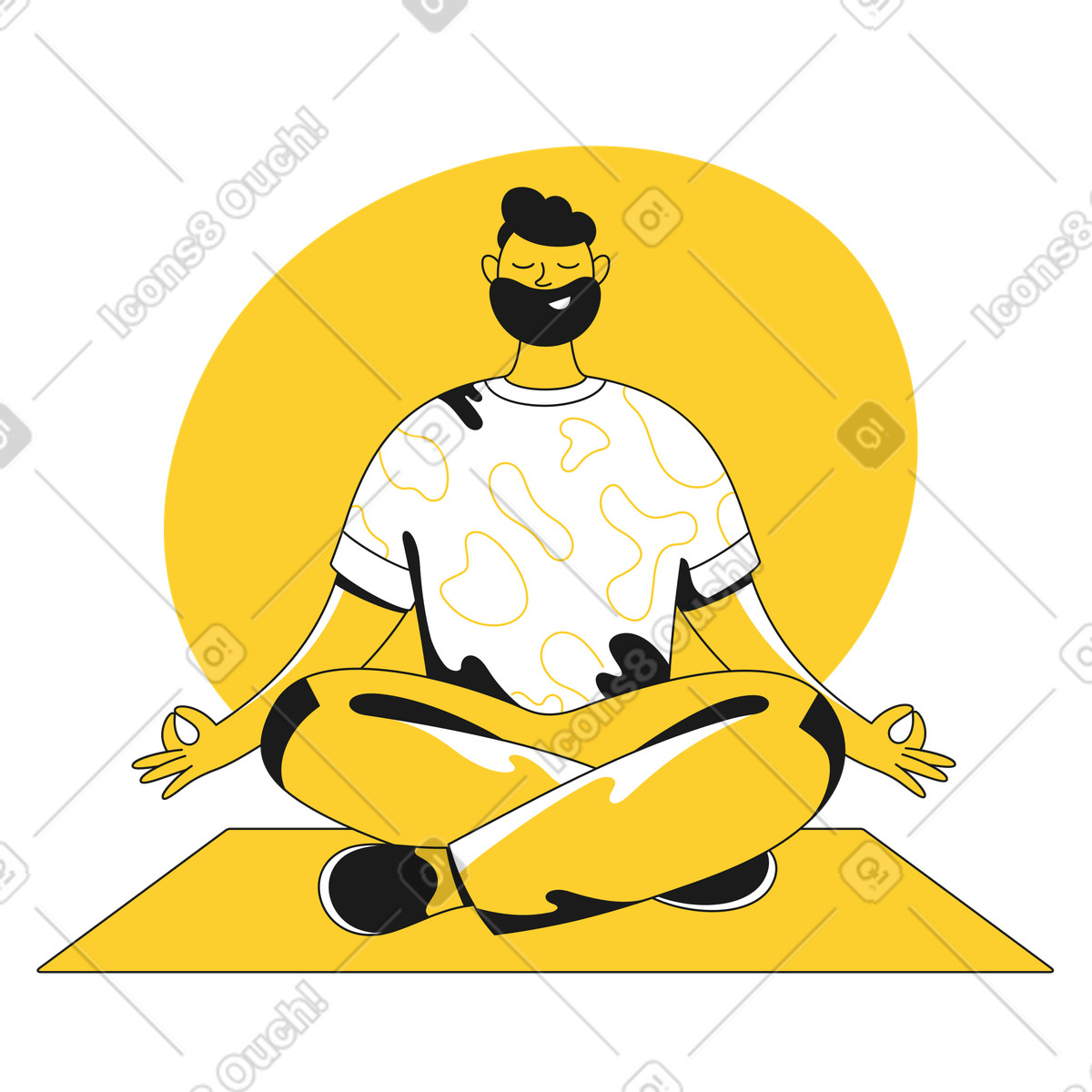 Man in lotus pose meditating illustration Taxi style download PNG, SVG