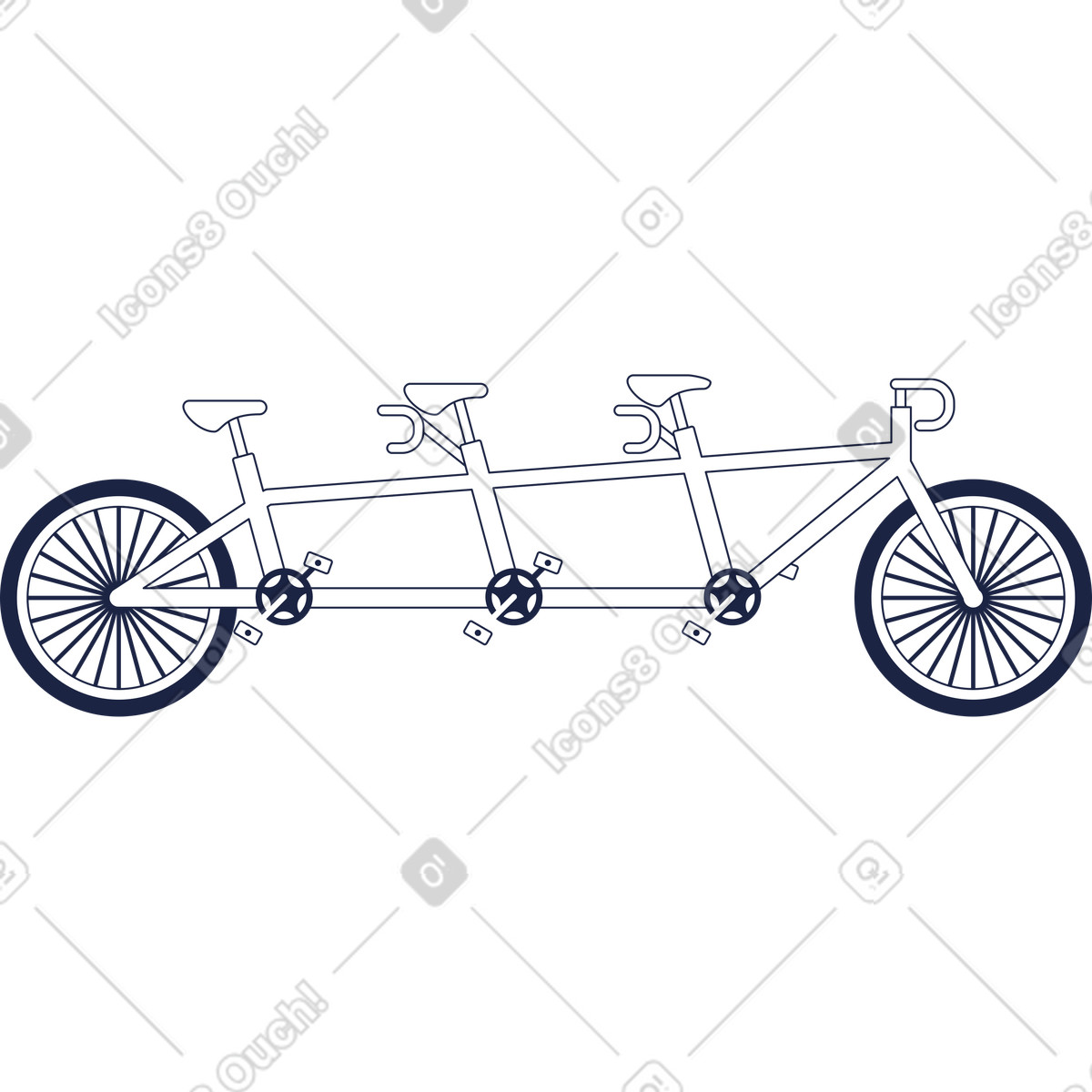 Tandem bycicle line illustration in Urban style download in PNG, SVG