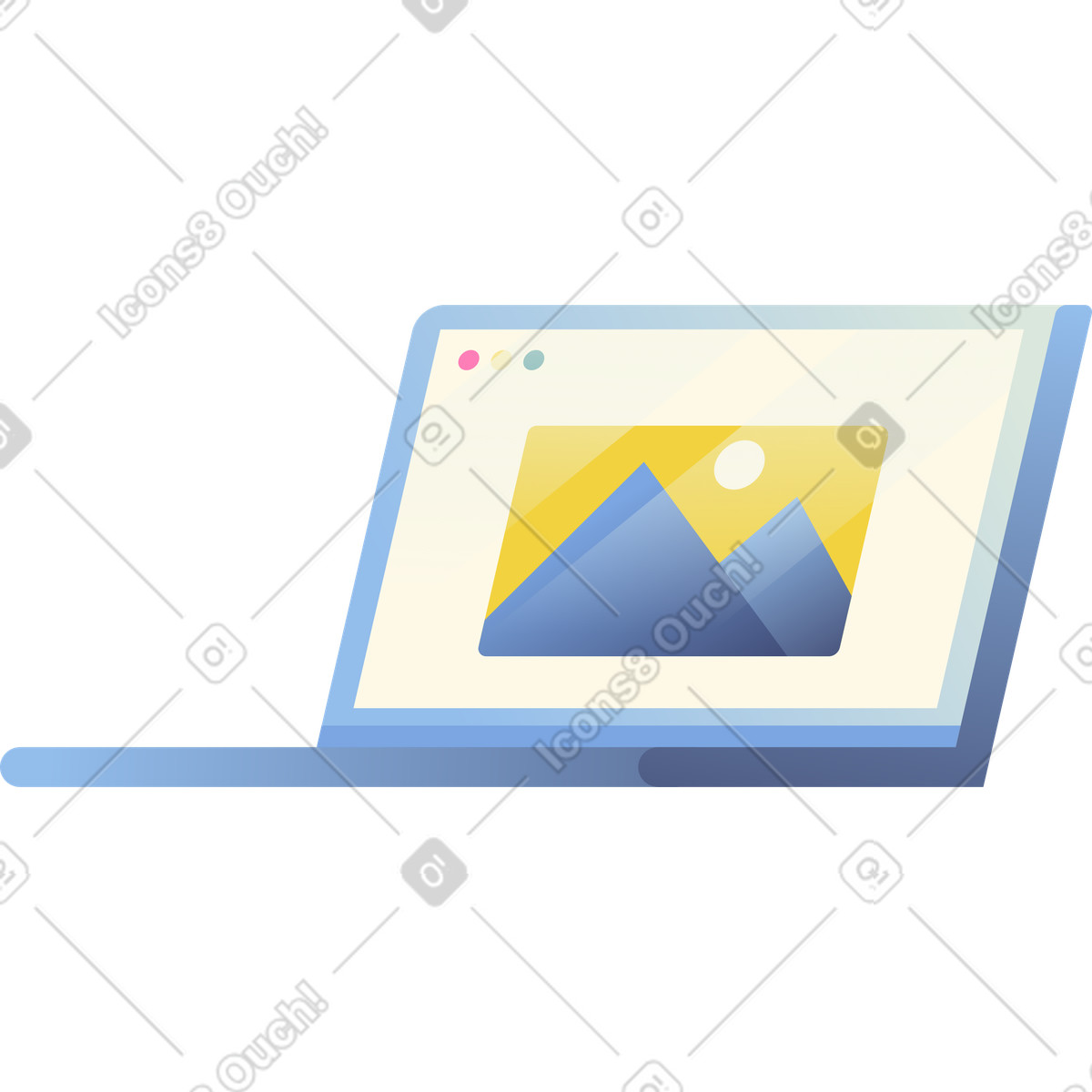 Beam 스타일의 Open laptop with nature picture 일러스트레이션 PNG, SVG 다운로드