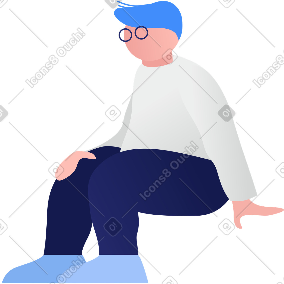 下载 Clip 风格的 胖男孩坐 插画，支持 PNG、SVG 格式