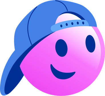 A smiling character wearing a blue cap - Glossy style illustration