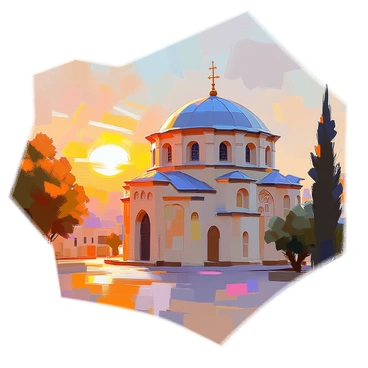 A detailed view of the ornate roof of an old synagogue at sunset