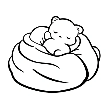 A fluffy kitten curled up snugly in a textured, cozy blanket, surrounded by soft folds of fabric. The kitten's body is relaxed, with its paw resting gently on the blanket. There are small tufts of fur visible on its back, emphasizing its fluffy appearance. The blanket is draped in various layers, creating a sense of warmth and comfort around the kitten. The scene is tranquil, highlighting the peacefulness of the moment.