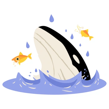 A massive whale breaking the ocean's surface, water splashing around