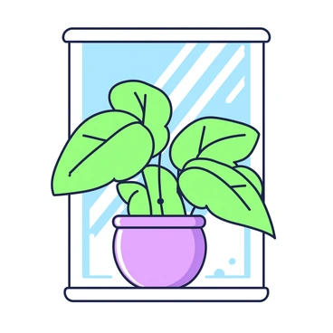 A cute potted plant with vibrant green leaves sitting on a windowsill.
