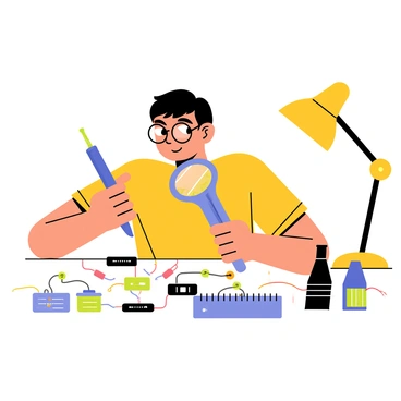 An electronics hobbyist using a loupe to solder tiny components