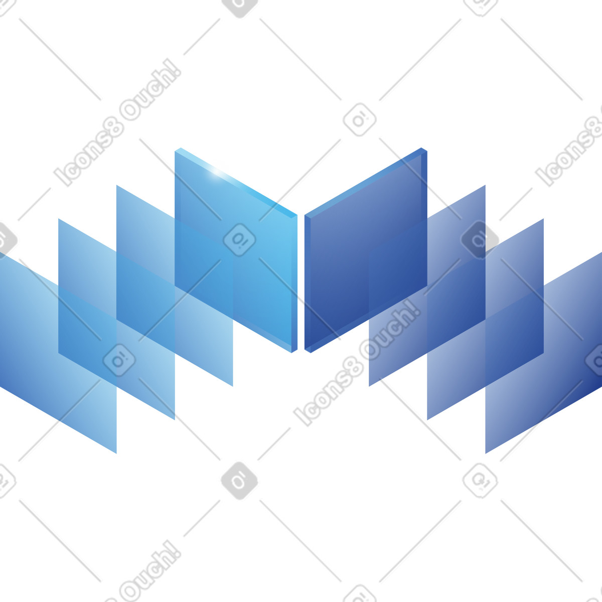 Rows of isometric translucent squares illustration in Quantum style download in PNG, SVG