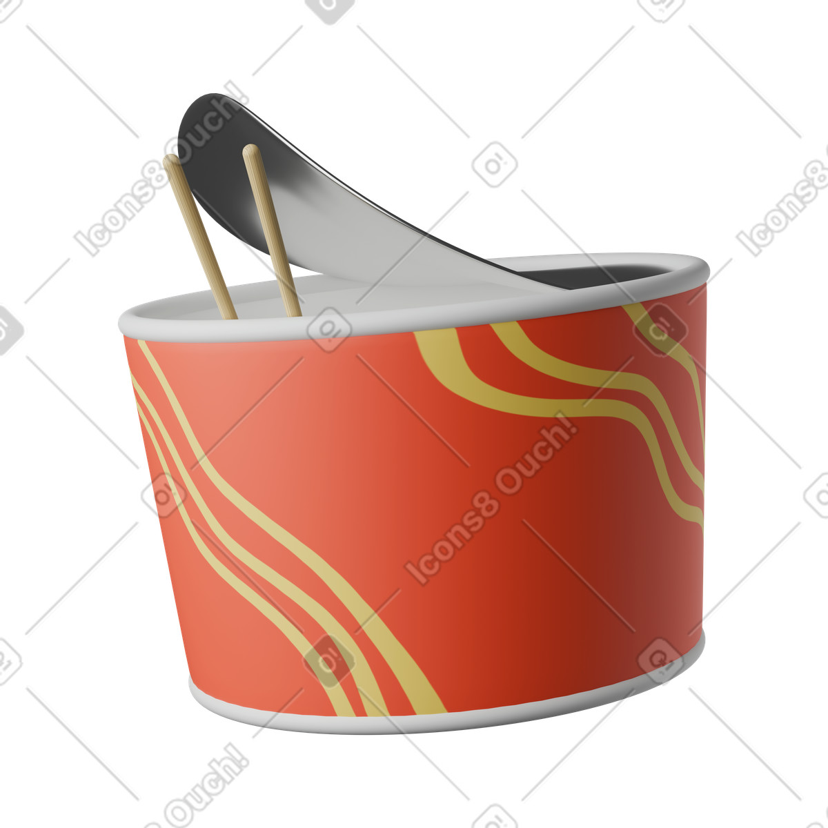 Red Box of Instant Noodles illustration in 3D Kindy style download in PNG, SVG