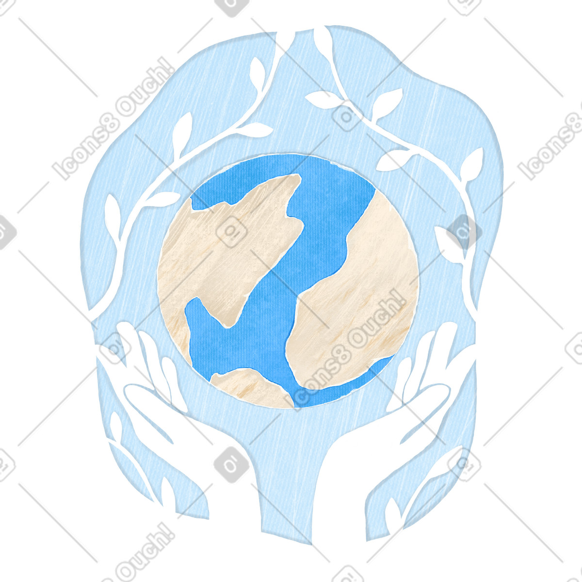 지구와 자연을 돌보는 illustration in Crafty style download in PNG, SVG