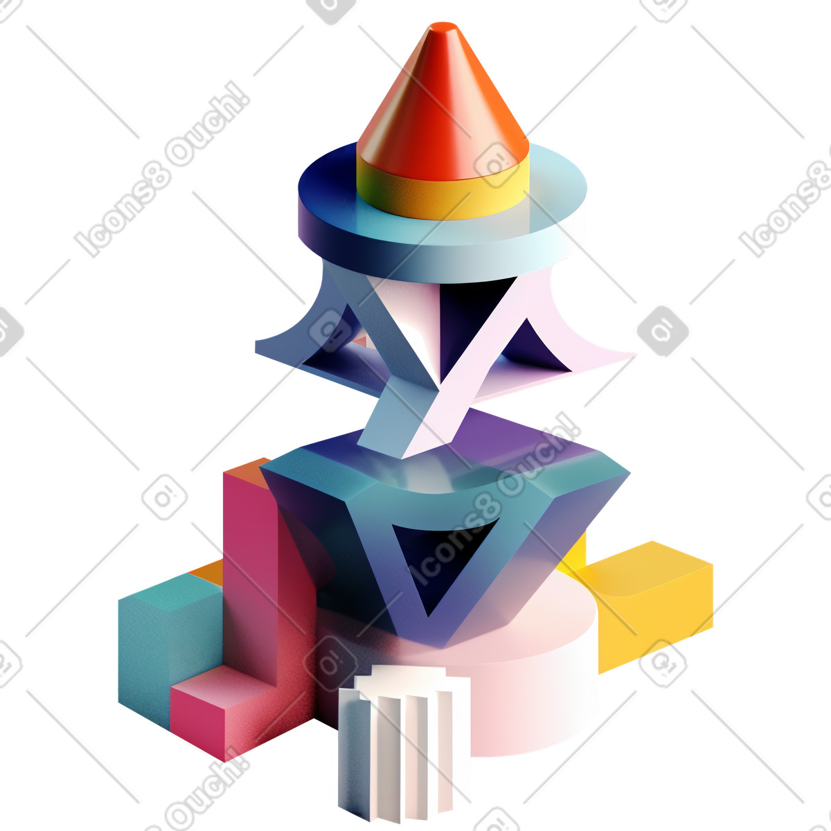 Abstract composition with geometrical shapes illustration swirls clipart in PNG SVG GIF