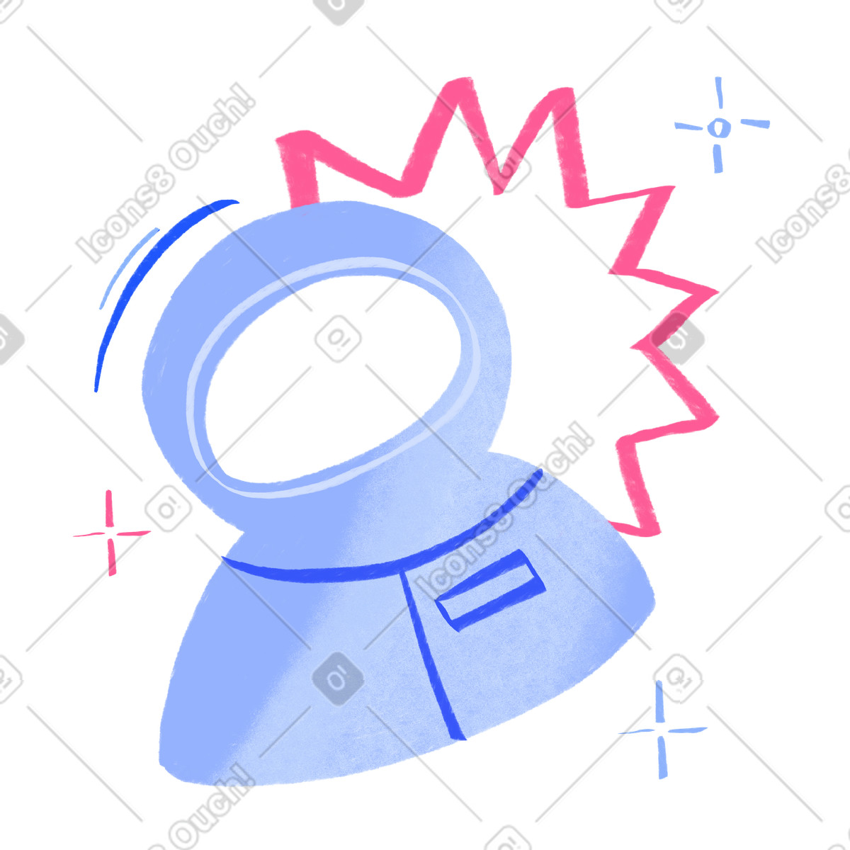 下载 Quirky 风格的 Cosmonaut in blue 插画，支持 PNG、SVG 格式