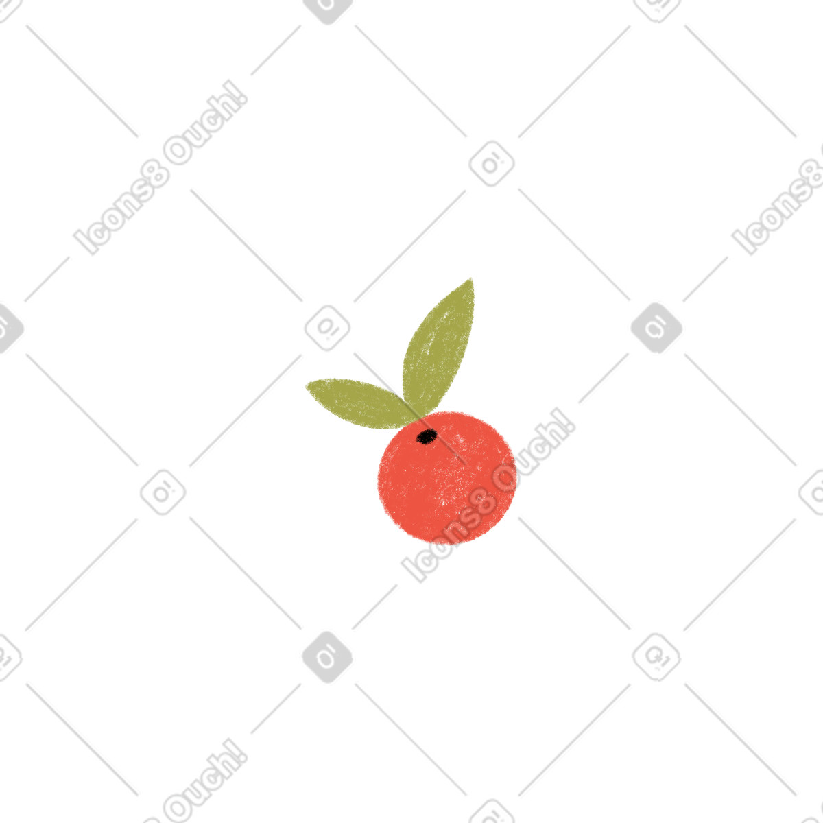 下载 Tutti 风格的 Red berry with leaf 插画，支持 PNG、SVG 格式