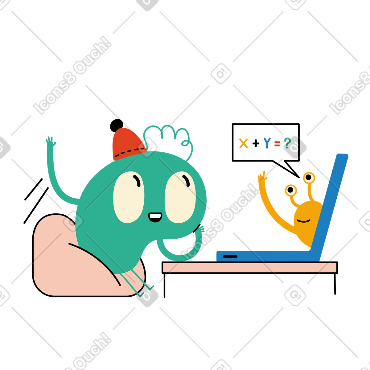 Иллюстрация Онлайн-класс по математике в стиле Jelly — скачать в форматах PNG, SVG