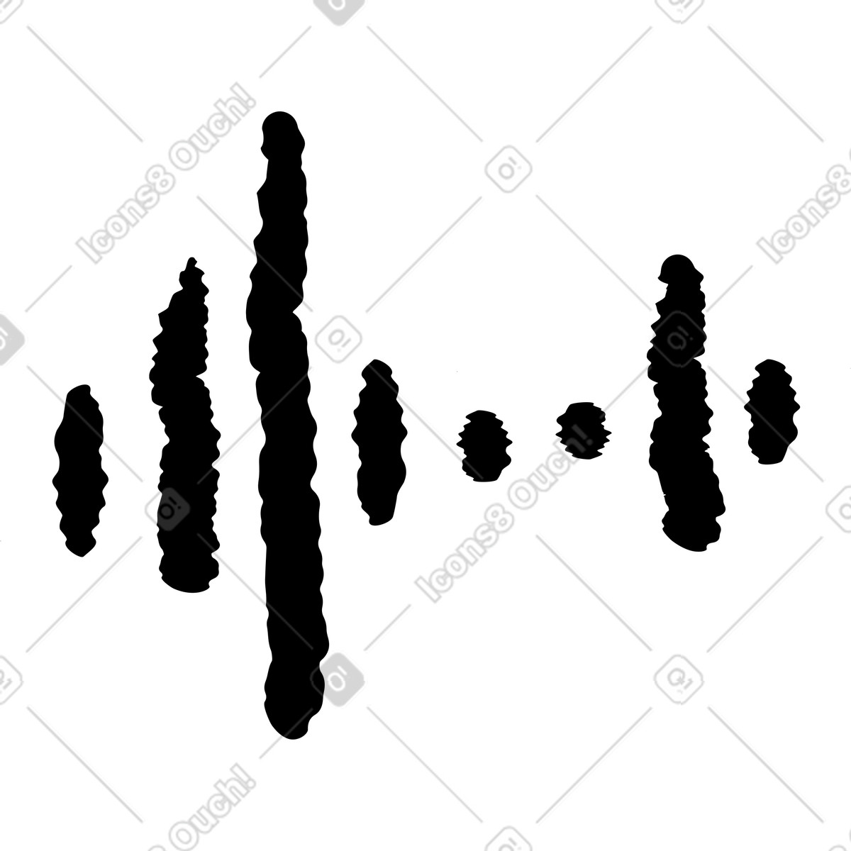 Black Chalk スタイルの Sound waveform vertical bars minimal audio frequency pattern symbol のイラストをPNG、SVG形式でダウンロード