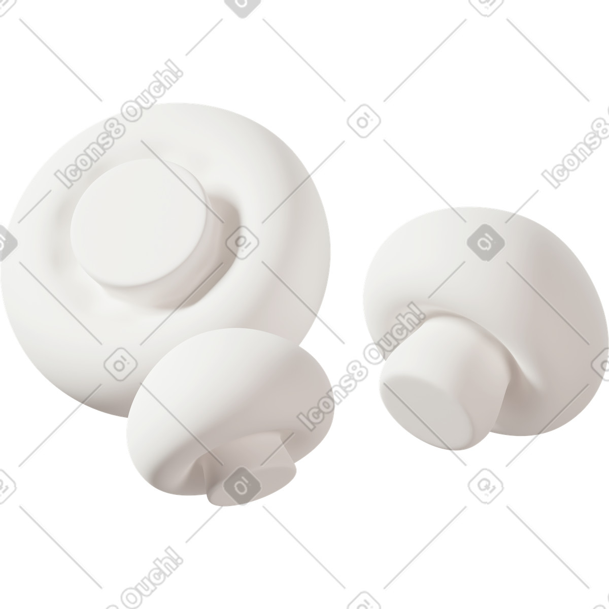 3D Casual life 스타일의 White champignons 일러스트레이션 PNG, SVG 다운로드