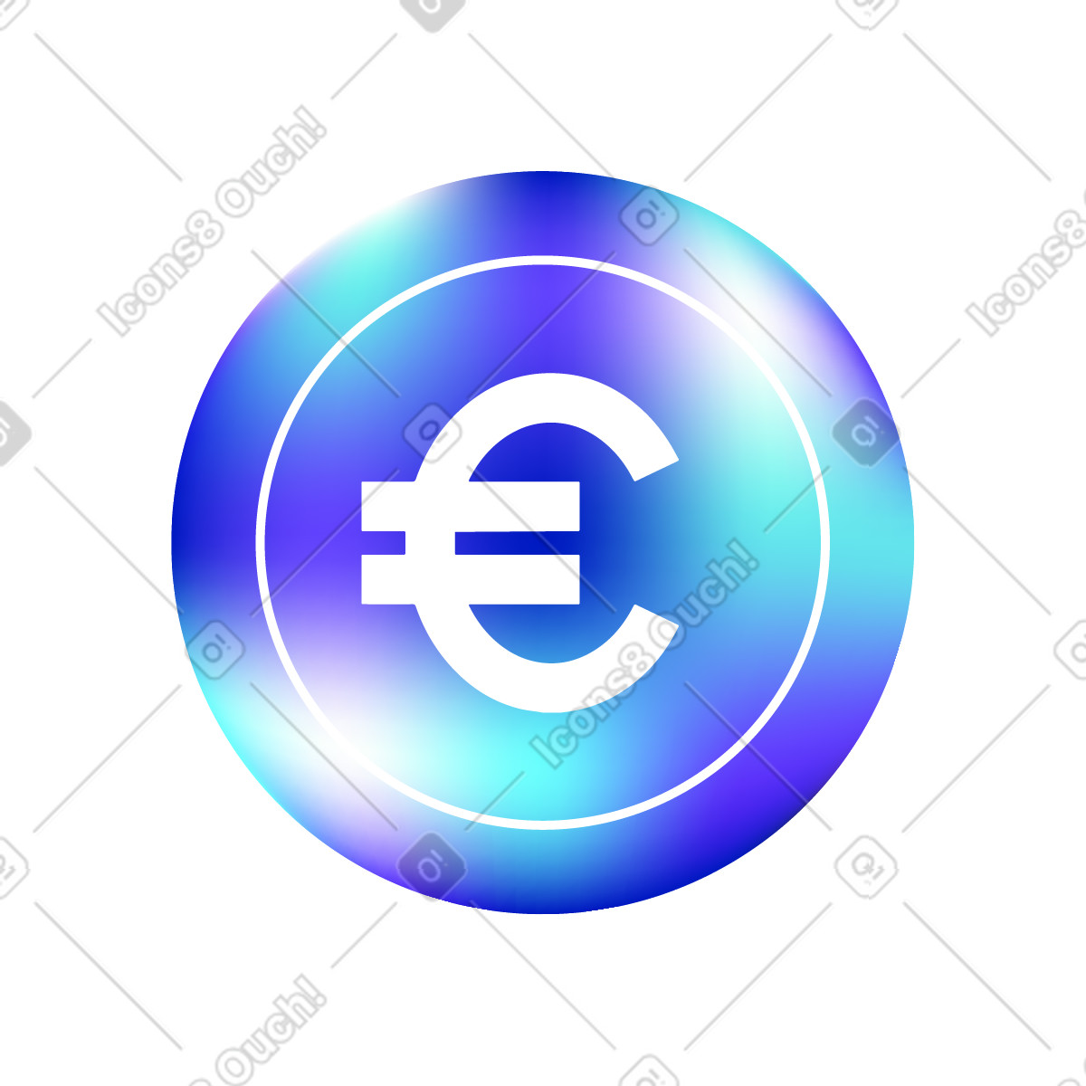 Ilustración Moneda de euro con gradiente en estilo Pure a descargar en PNG y SVG