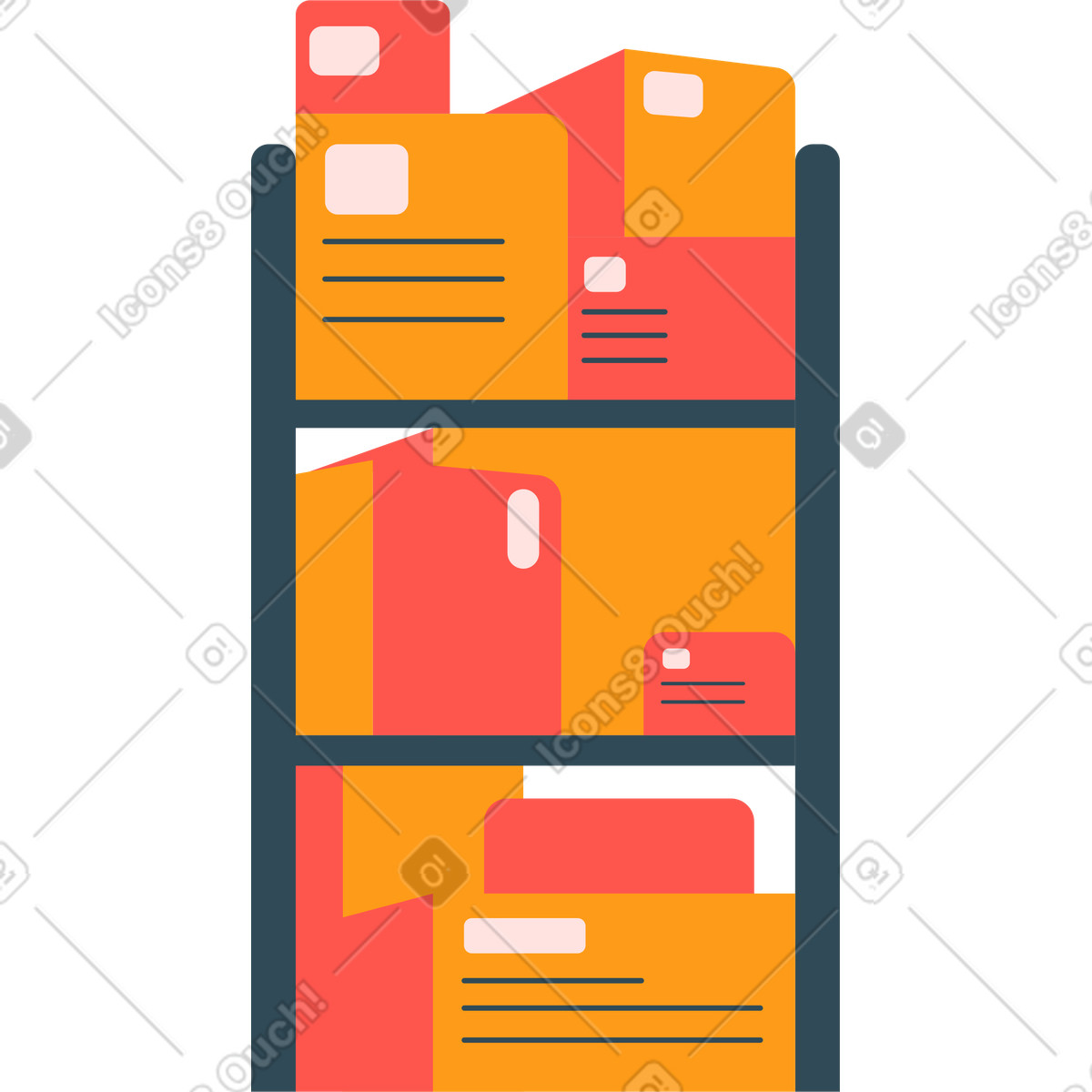 Ilustração de Rack com caixas em no estilo Kingdom para baixar em PNG, SVG