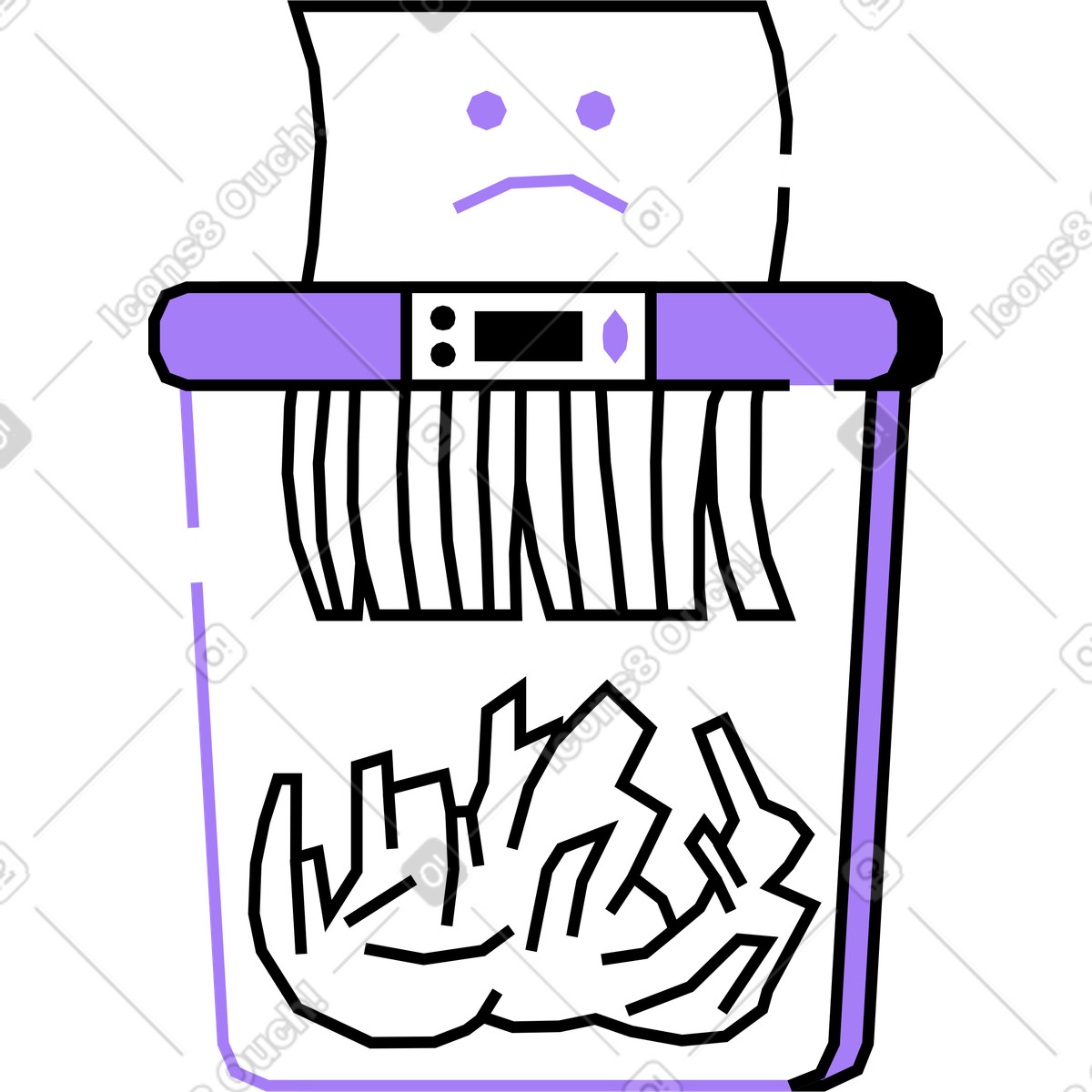 Aktenvernichter-Illustration im Amethyst-Stil als Download in PNG, SVG