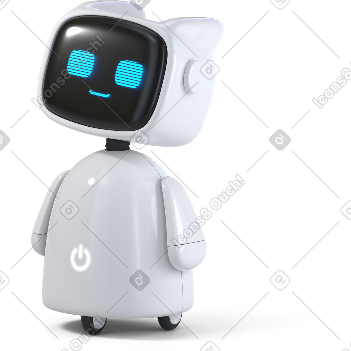 Robot assistant standing and looking illustrazione in stile 3D Business scarica in PNG, SVG