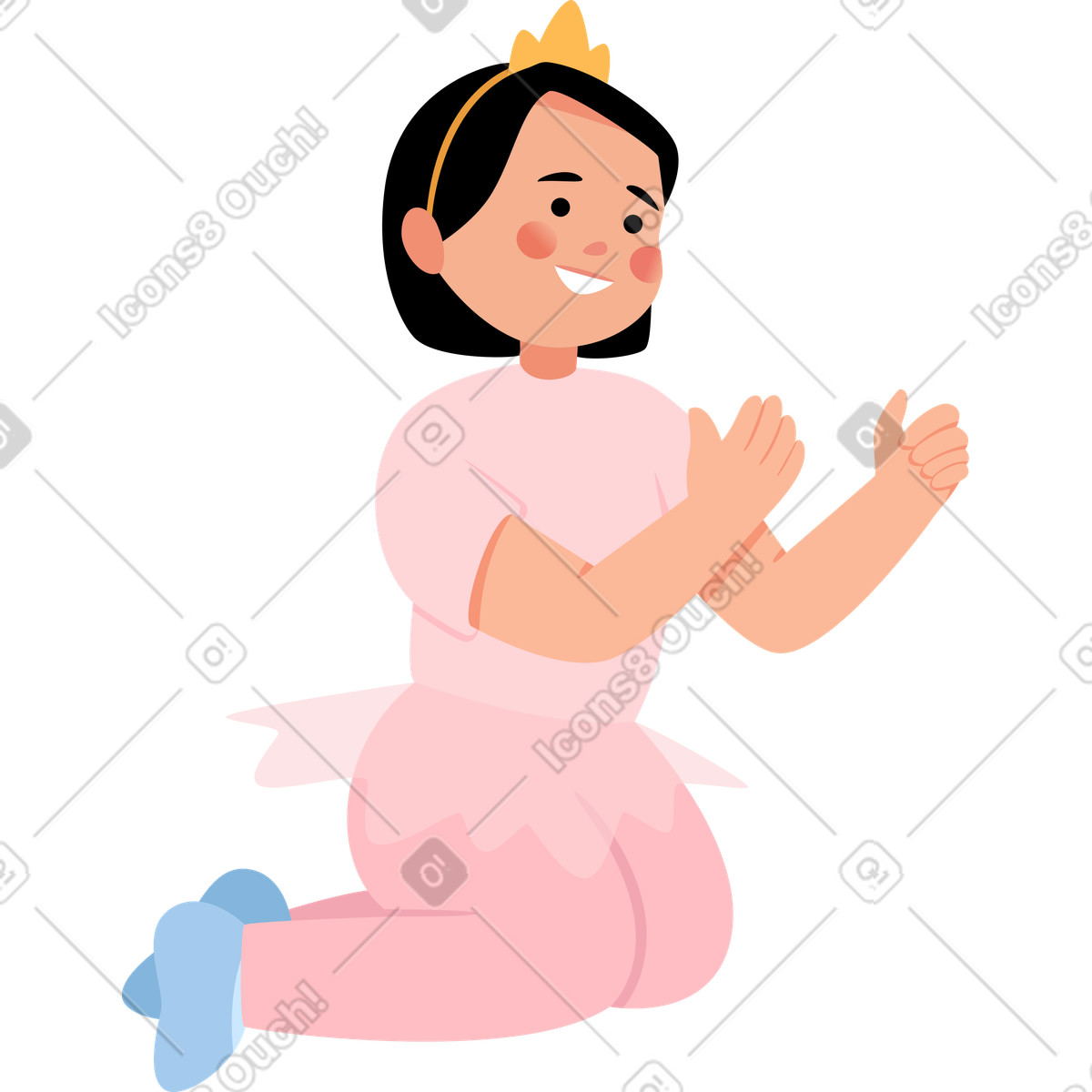 Illustration Playing girl dans le style Lagom à télécharger aux formats PNG, SVG