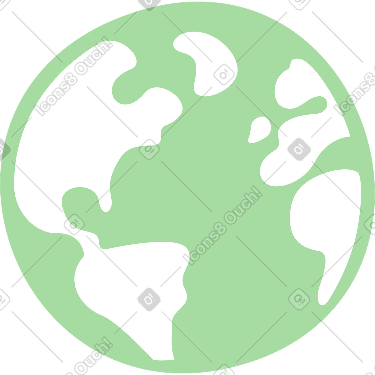Earth globe simple green planet icon with continent shapes-Illustration im Organic-Stil als Download in PNG, SVG