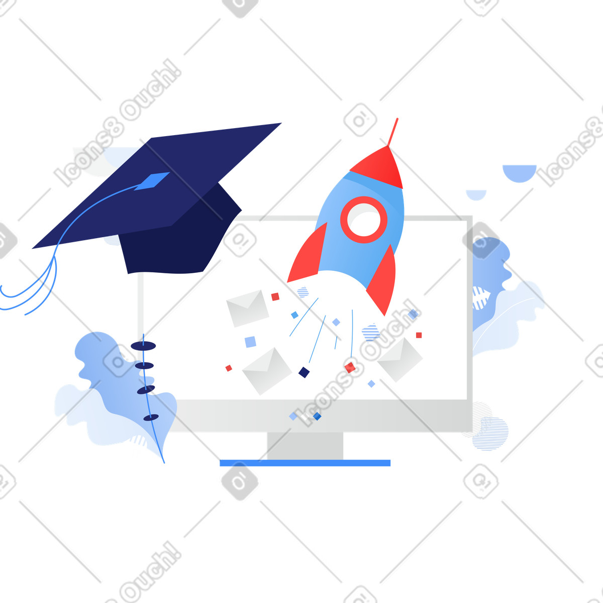 Illustration animée Applying to university online aux formats GIF, Lottie (JSON) et AE