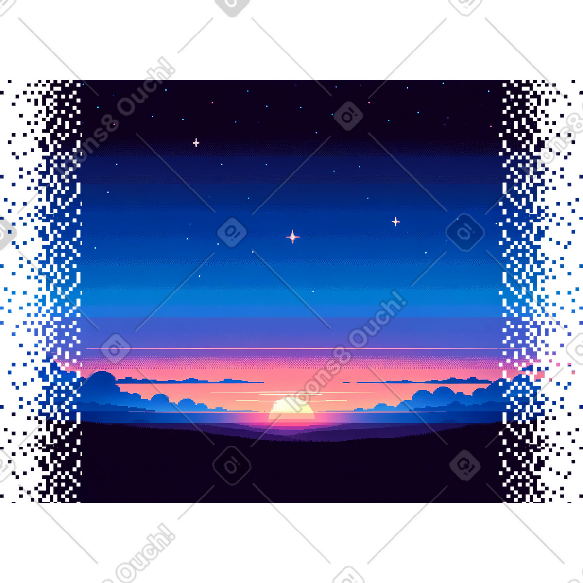 Tramonto pixel con bordi che scompaiono illustrazione in stile Experimental scarica in PNG, SVG