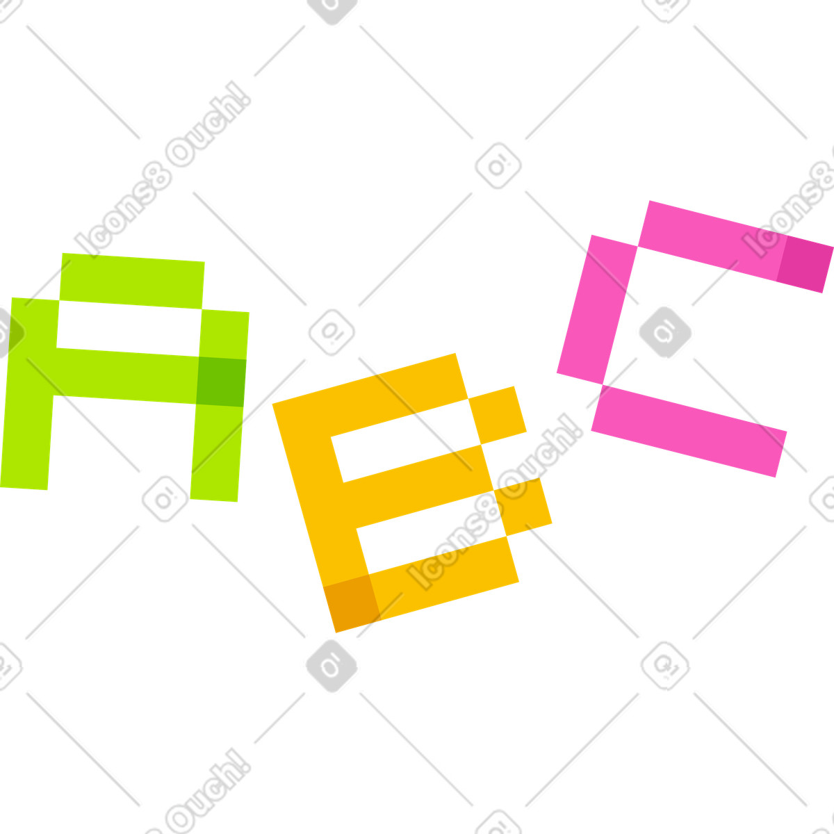 Lettering abc text illustration in 8bit style download in PNG, SVG