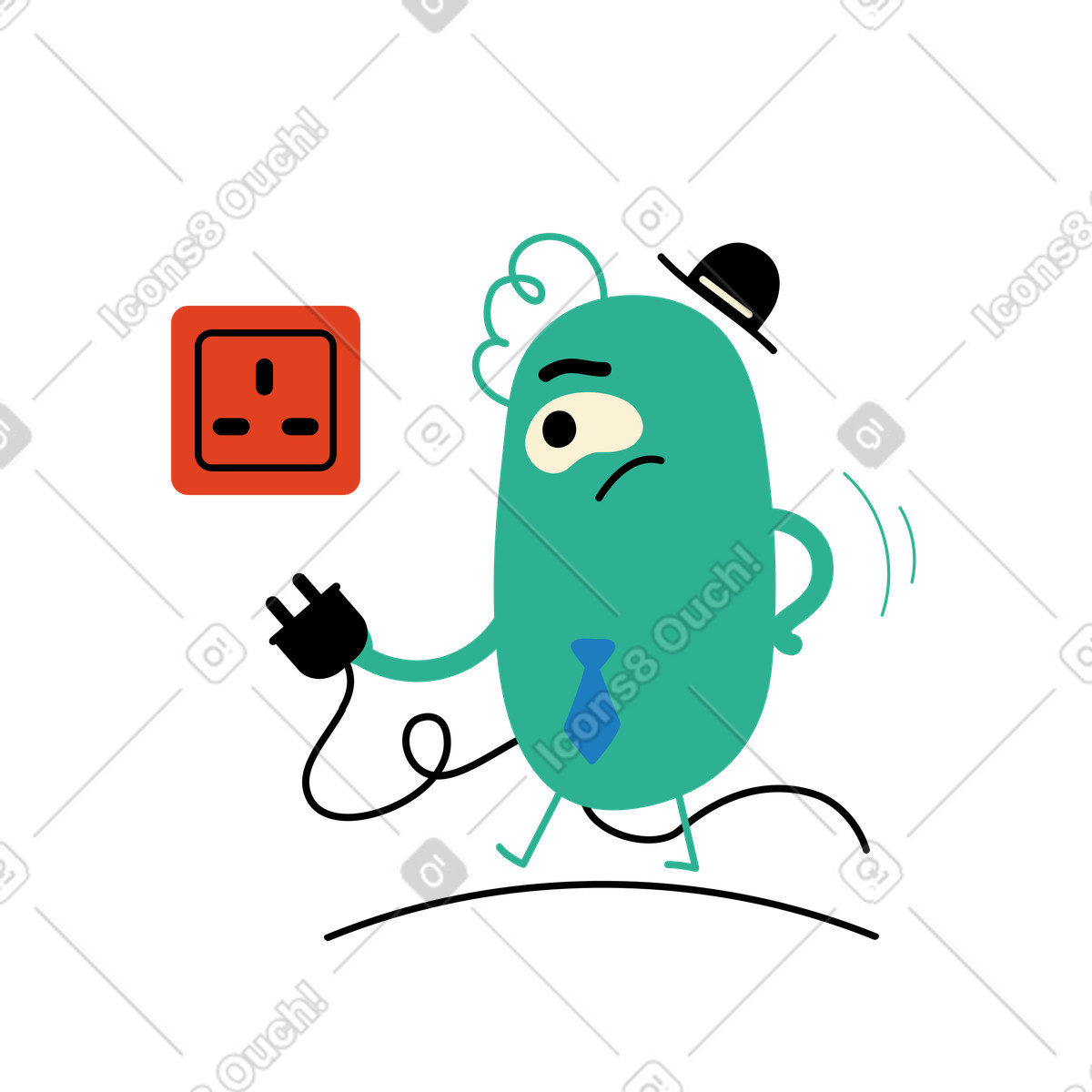 Ilustração de Confused office worker unable to plug in, Connectivity problem or lost connection em no estilo Jelly para baixar em PNG, SVG