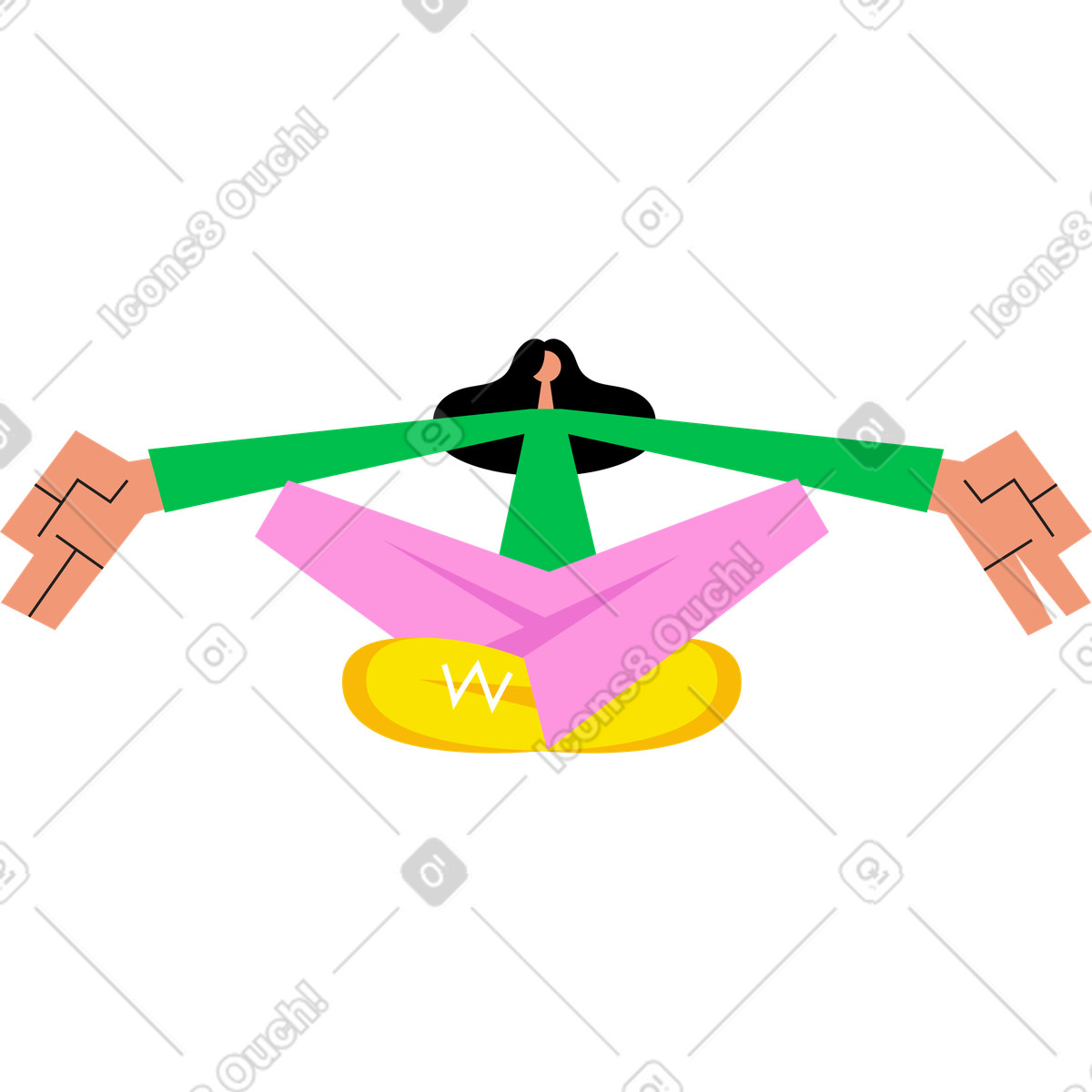 Seated woman in yoga pose illustration Warp style download PNG, SVG