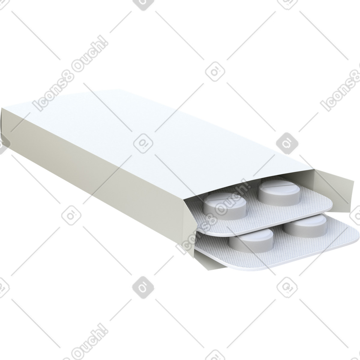 下载 3D Business 风格的 白色药丸包装 插画，支持 PNG、SVG 格式