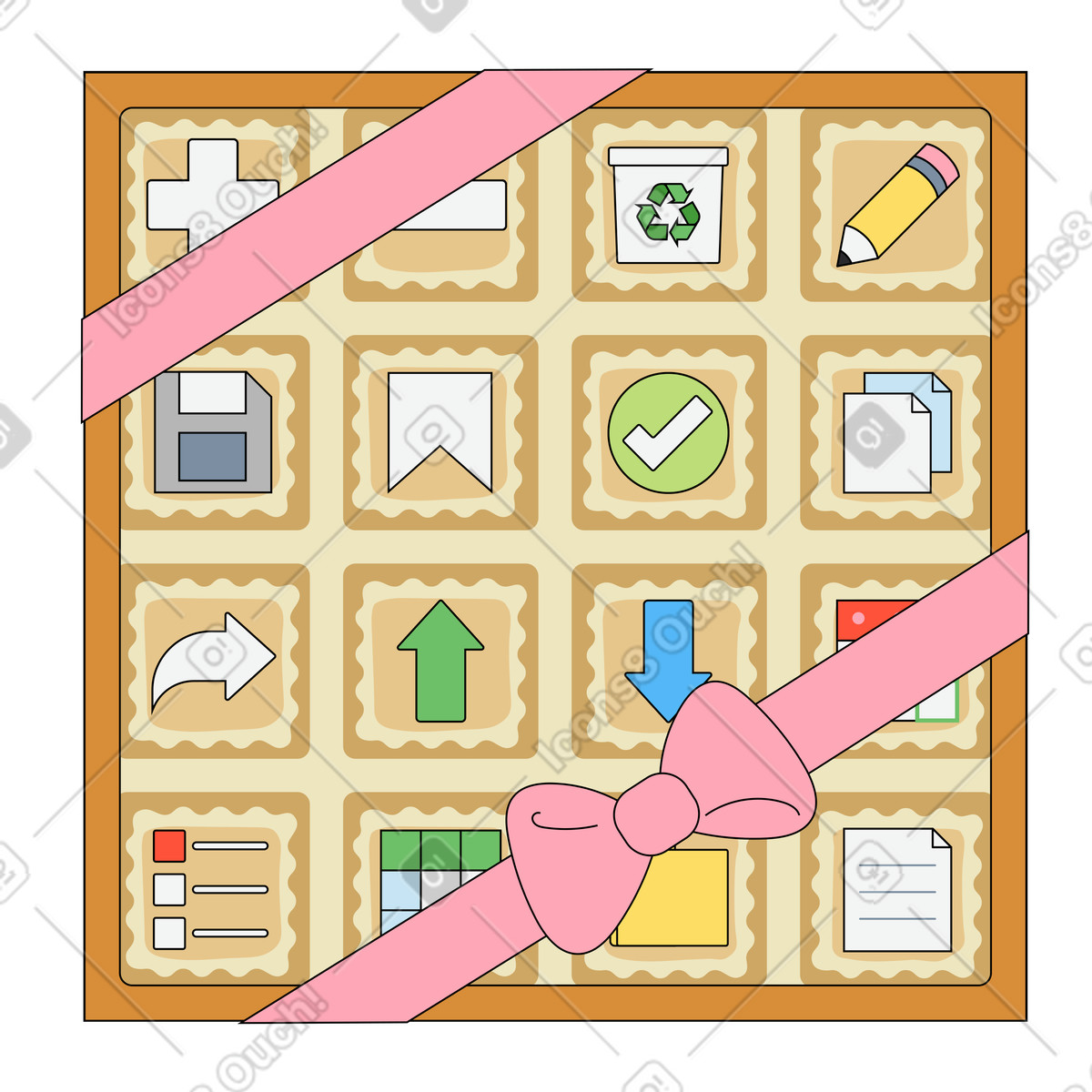 Set di strumenti digitali confezionati illustrazione in stile Kindy scarica in PNG, SVG
