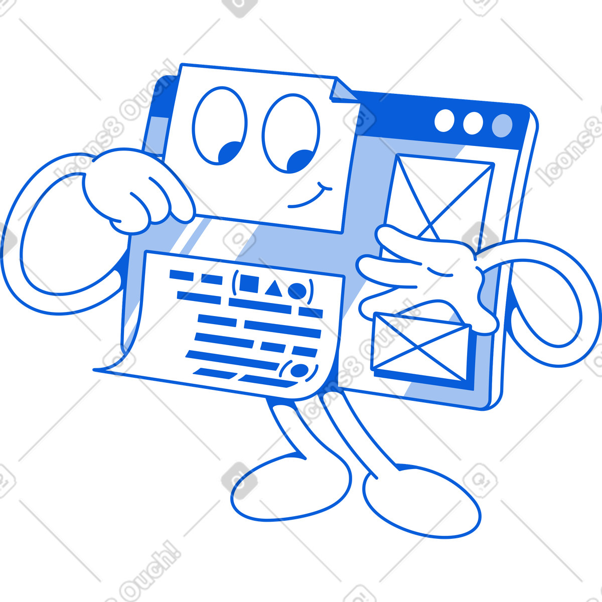 Web design browser illustration in Handy Line style download in PNG, SVG