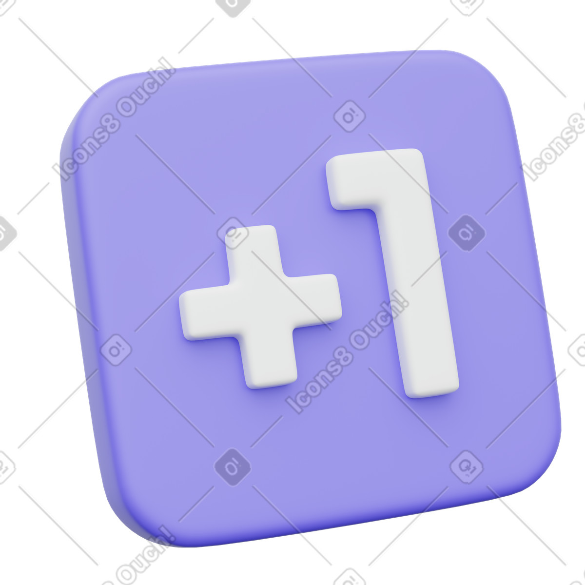 Purple plus one follower counter icon illustration in 3D Playful style download in PNG, SVG