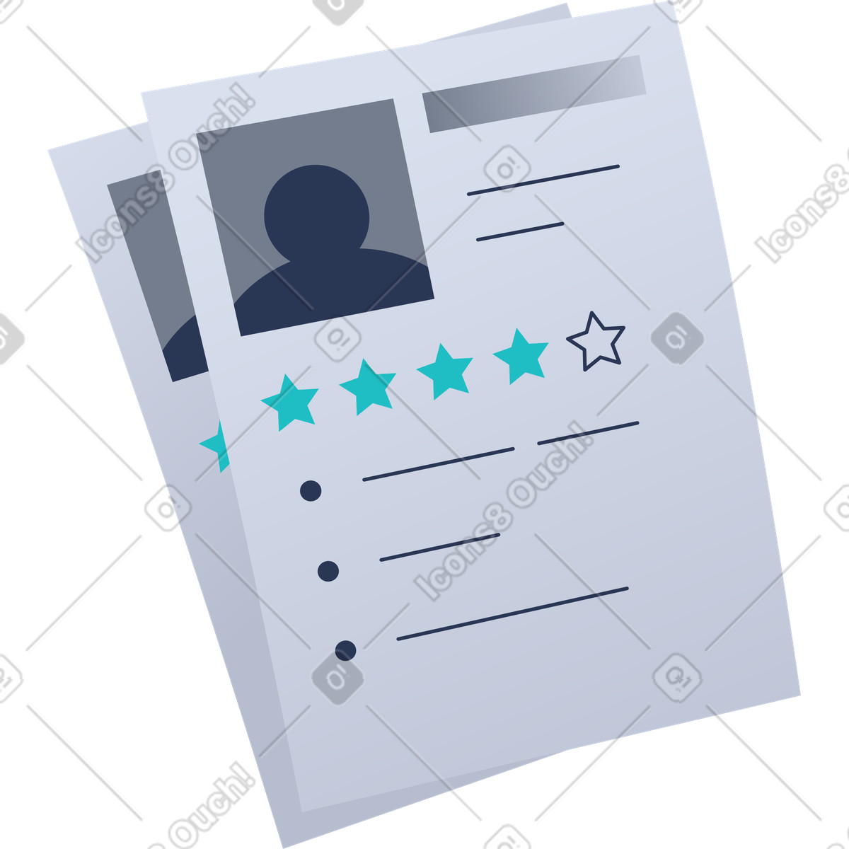 Candidate resume illustration in Lucent style download in PNG, SVG
