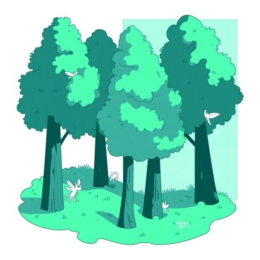 An enchanted grove with magical creatures peeking out from behind the trees