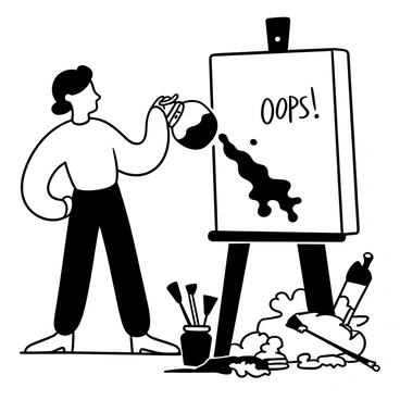An artist accidentally spilling a jar of paint across their canvas