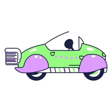 A futuristic vehicle is designed in the shape of a toothbrush. The body of the vehicle is sleek and elongated, mimicking the handle of a toothbrush, while the front resembles the bristles. The bristle section features intricate detailing, giving it a textured look. The vehicle has large, circular wheels that elevate it off the ground. The overall design incorporates sharp angles and smooth curves, creating a dynamic appearance. A series of glowing green and purple lights run along the sides, enhancing its modern aesthetic. The cockpit is located just behind the bristle section, showcasing a transparent canopy that offers visibility of the driver inside.