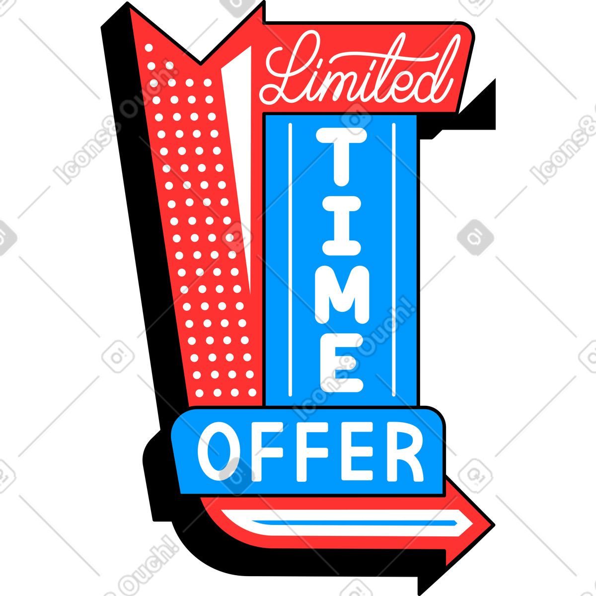 Ilustração de Oferta tempo limitado letras no texto do sinal néon vintage em estilo Lettering para baixar em PNG, SVG