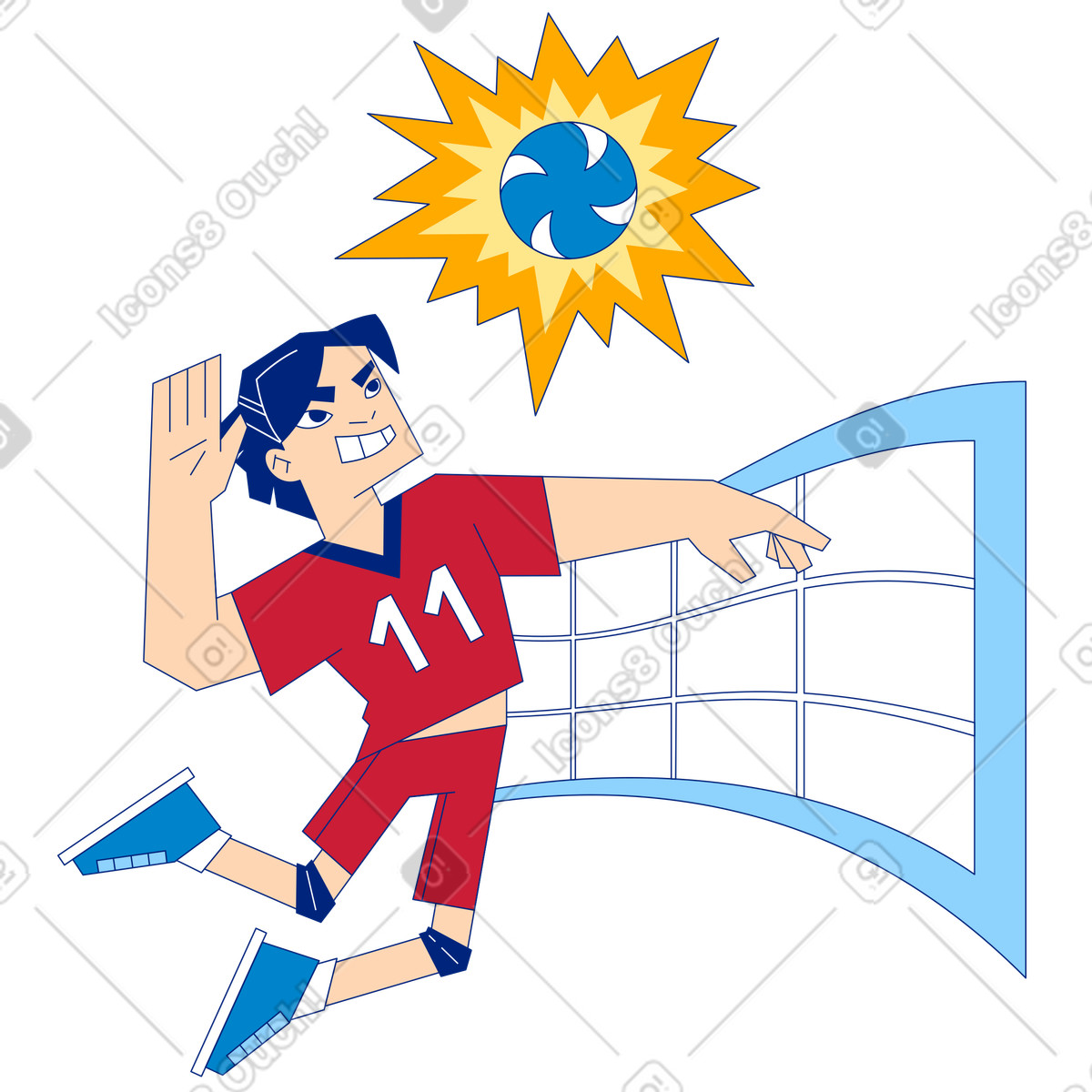 Illustration Homme jouant au volley-ball dans le style Neo-Sakura à télécharger aux formats PNG, SVG