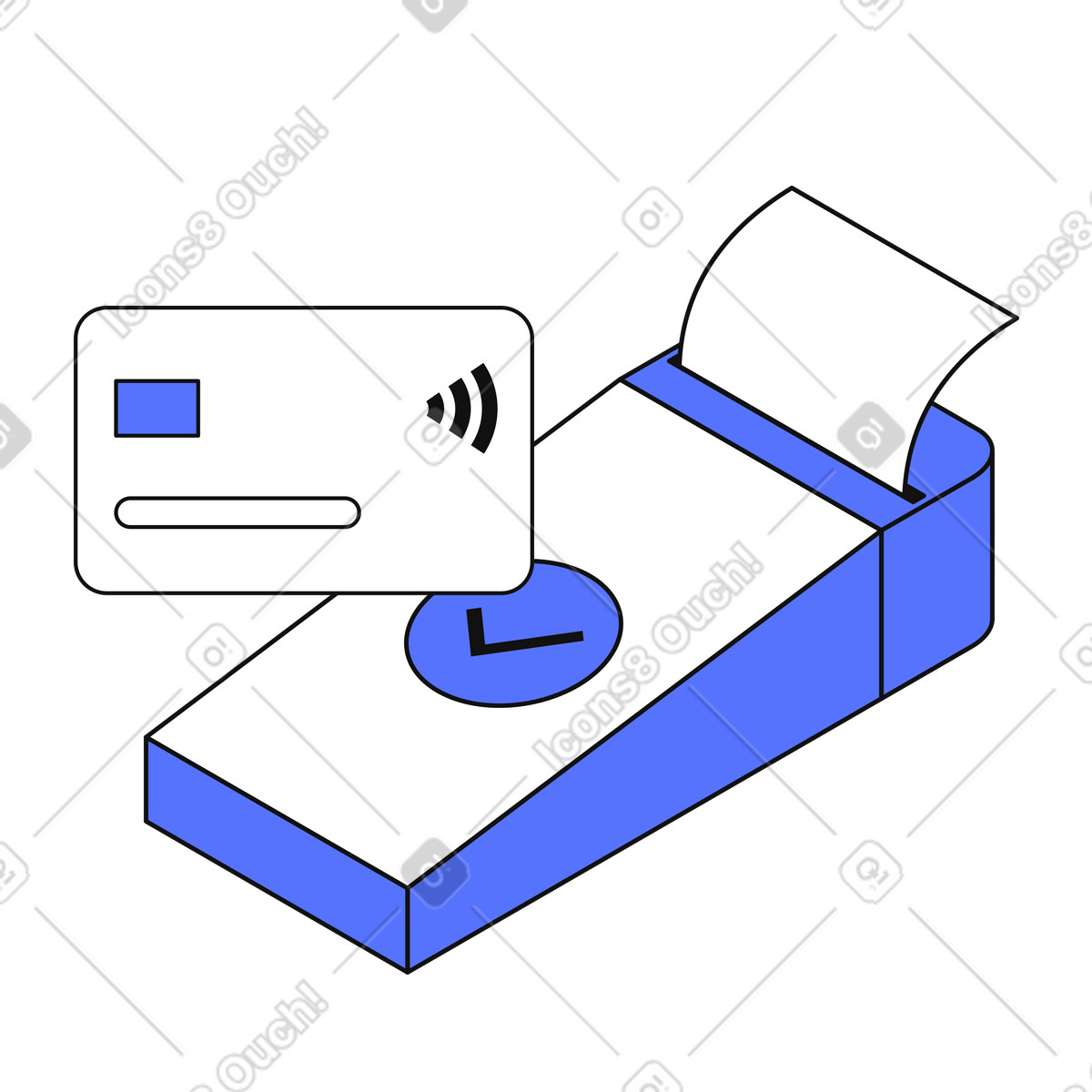 Main 스타일의 POS terminal accepting NFC card payment with confirmation checkmark 일러스트레이션 PNG, SVG 다운로드
